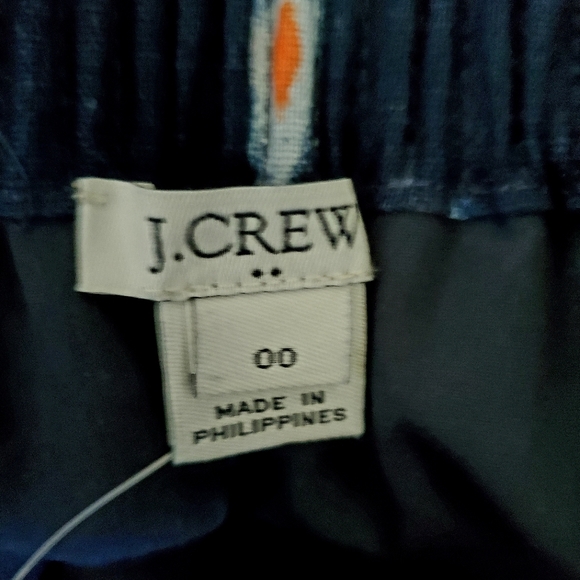 J Crew Factory Scalloped Sidewalk Skirt, Printed Navy, Linen- Cotton Blend Sz 00 - Picture 4 of 7
